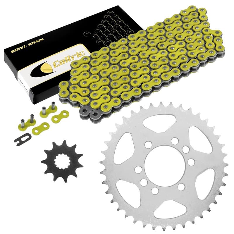 Drive Chain & Sprockets Kit For Suzuki LT-F160 QuadRunner 160 2X4 91-2004 Yellow
