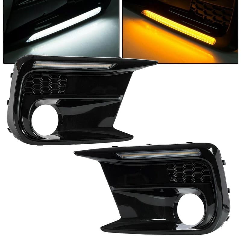 White/Amber Driving LED DRL Fog Light Bezel Kit For Subaru WRX/STI 2018-2021