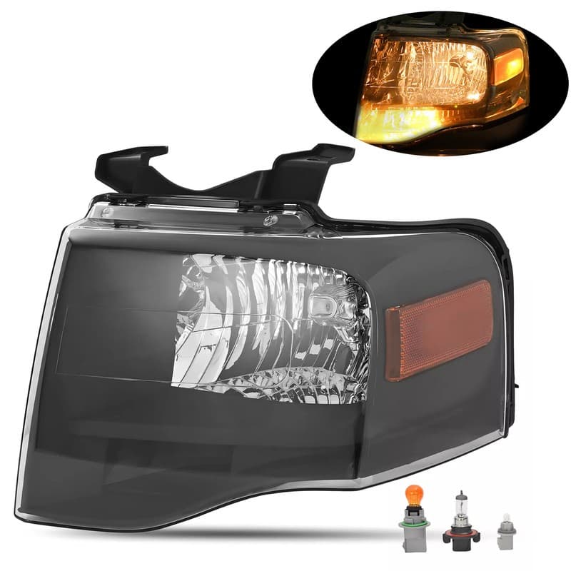 Black Headlight For Ford Expedition 2007-2014 Driver Side W/Bulbs #FO2502227