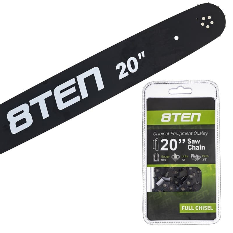 8TEN 20" Chainsaw Guide Bar & Chain .050 3/8 72DL for Husqvarna 372XP 544285372