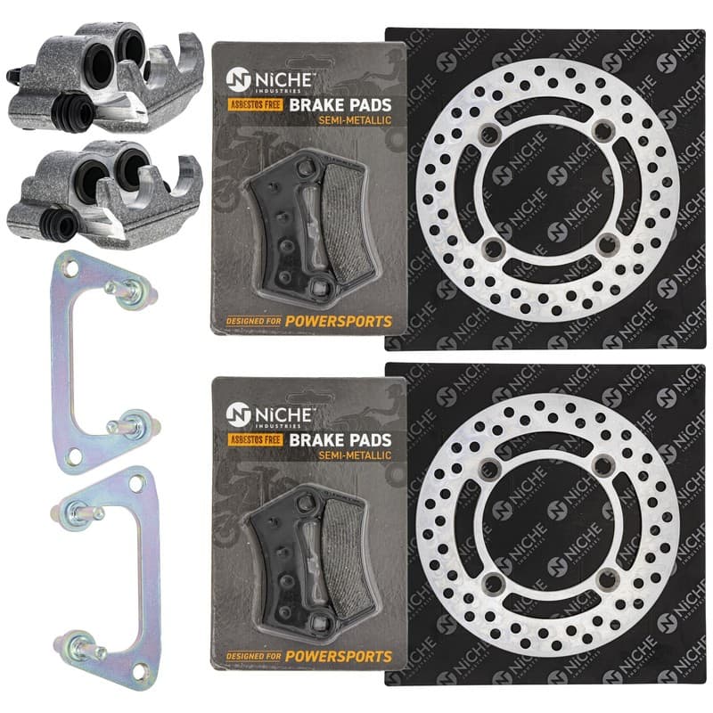 NICHE Front Brake Rotor Caliper Pad Set for Polaris RZR 570 5254272 1912274