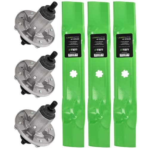 8TEN  Spindle High Lift Blade Kit John Deere 48 Inch Deck 145 155C LA 130 X140