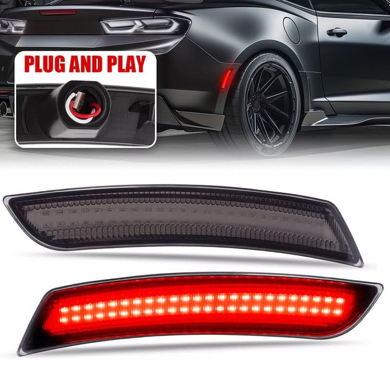For Chevy Camaro LS LT SS ZL1 2016-2024 Rear LED Side Marker Lights Smoked Set