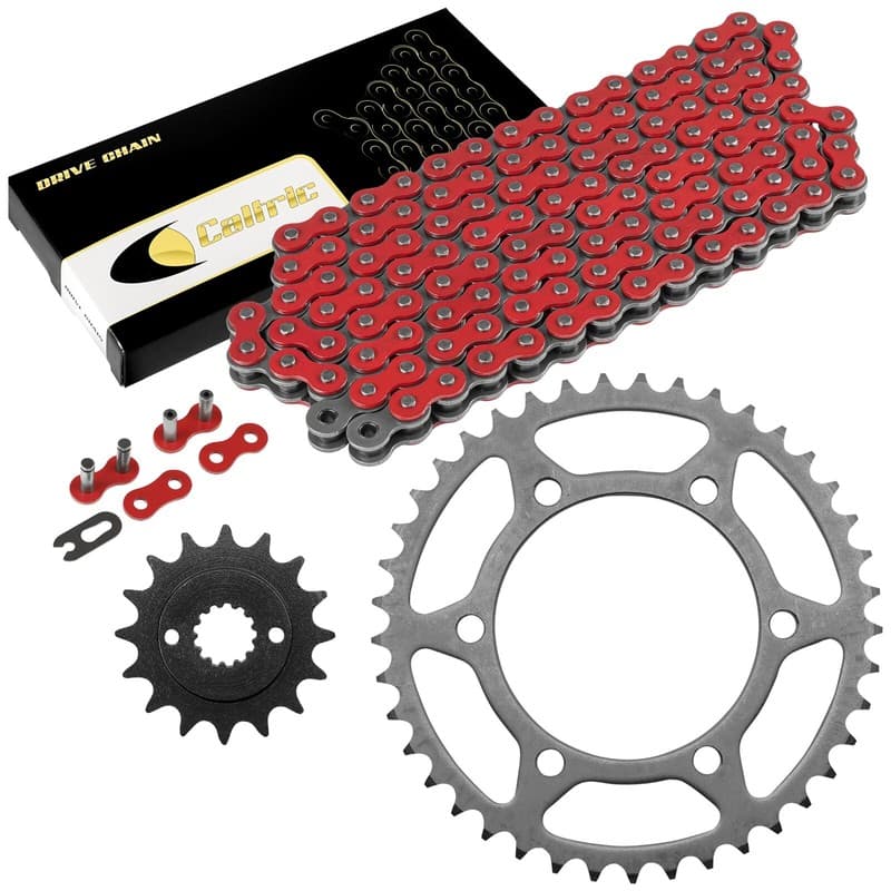 Red Drive Chain And Sprocket Kit for Kawasaki Ninja 500R EX500D 1997-2009