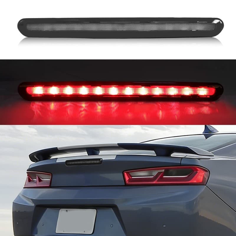 For Chevrolet Camaro 2016-2024 Smoked Lens LED 3rd Rear Third Brake Light Red