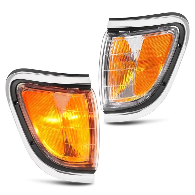 For 95-97 Toyota Tacoma Driver Passenger Side Turn Signal Lights W/Silvery Trim