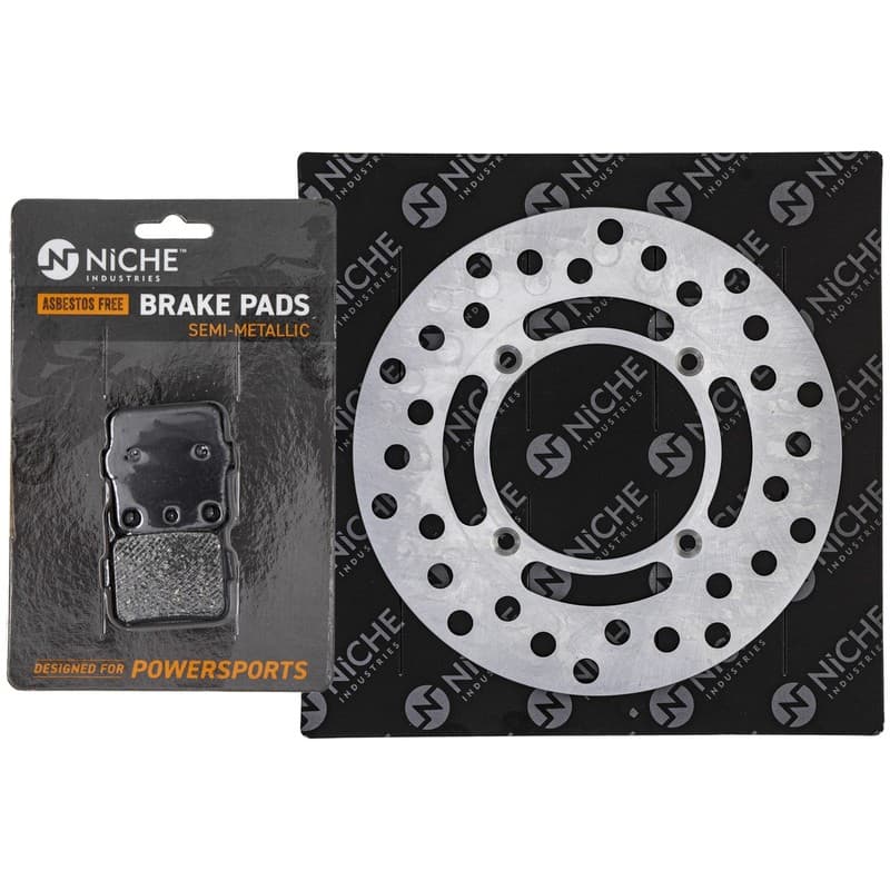 NICHE Rear Right Brake Rotor Pad Kit for Yamaha 4ES-W0046-50-00 Semi Metallic