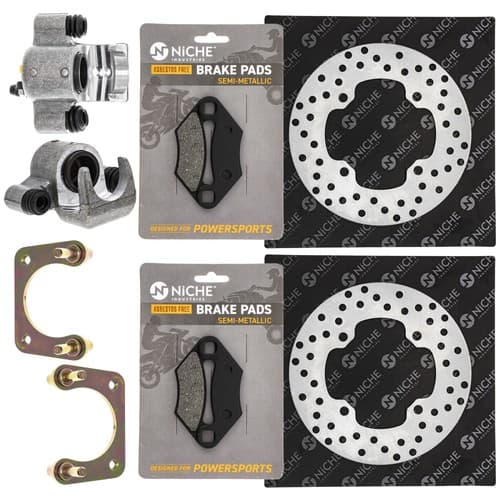 NICHE Rear Brake Rotor Caliper Pad Set for Polaris RZR 800 Sportsman 500 X2 700