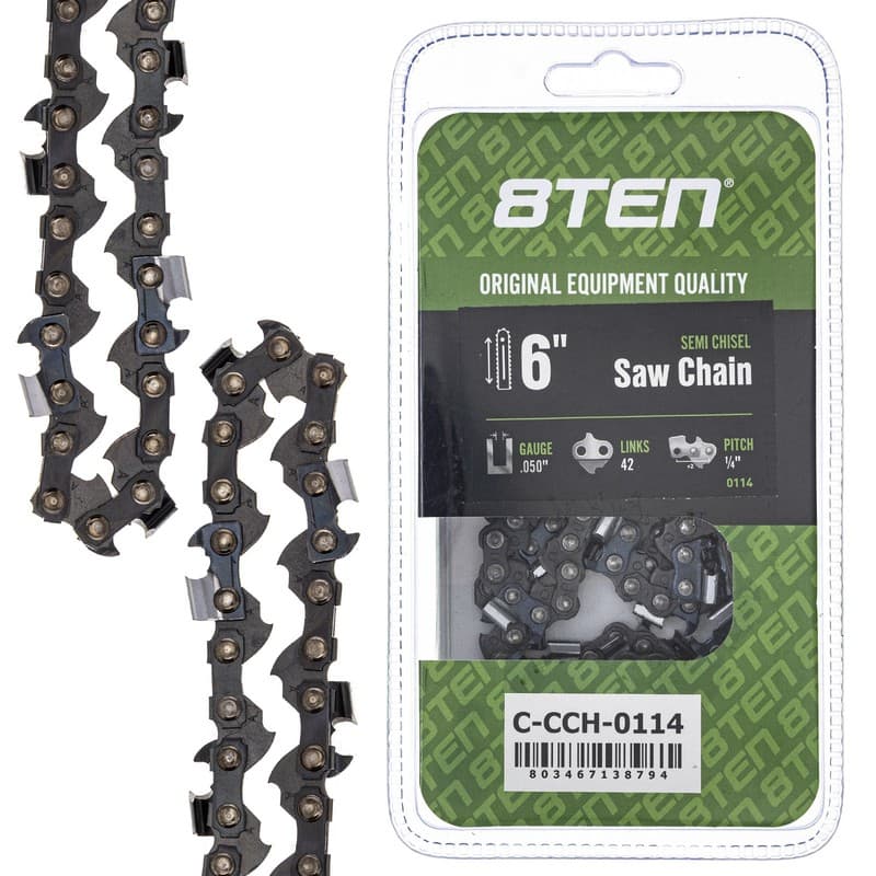 Semi Chisel Chainsaw Chain 6 Inch .050 1/4 42 DL for Worx Makita Black & Decker