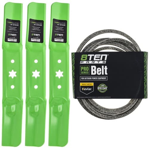 Mower Blades & Deck Belt Kit for Troy-Bilt Super 50 Hydro Bronco 50XP TB2350