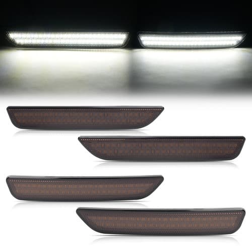 Rear&Front For Ford Mustang 2010-2014 LED White Side Marker Lights Smoke Lens