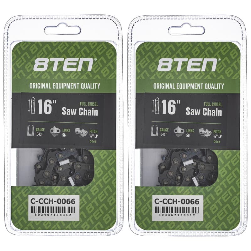 Chainsaw Chain 16 Inch .043 3/8 LP 56DL for Greenworks 40V Brushless 2-Pack