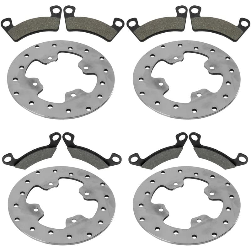 Front and Rear Brake Disc Rotors with Brake Pads for John Deere XUV560 S4 Gator