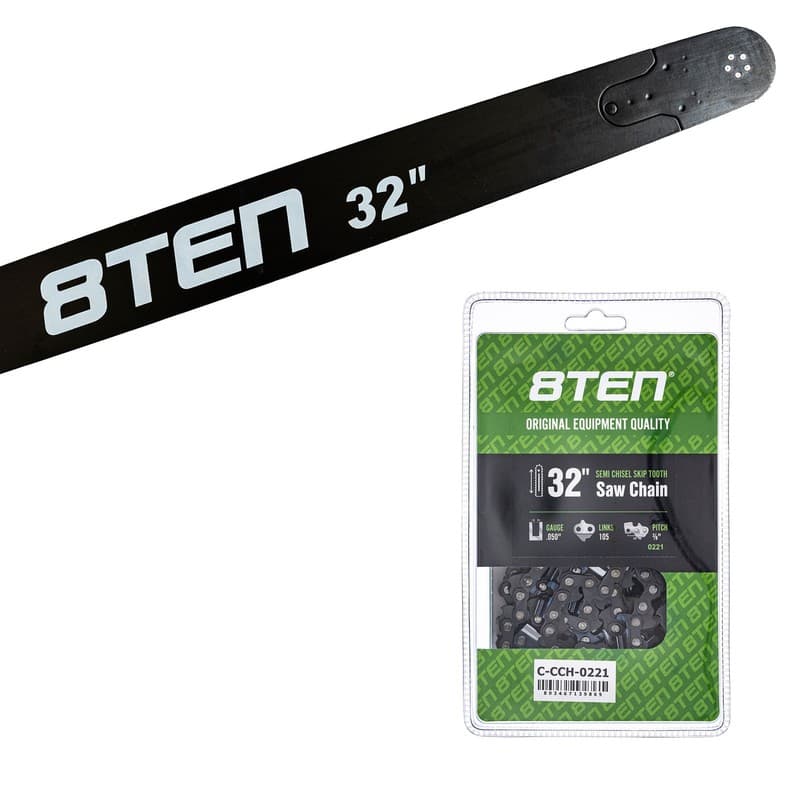 8TEN 32" Chainsaw Guide Bar & Chain .050 3/8 105DL for Husqvarna 372XP 431080013
