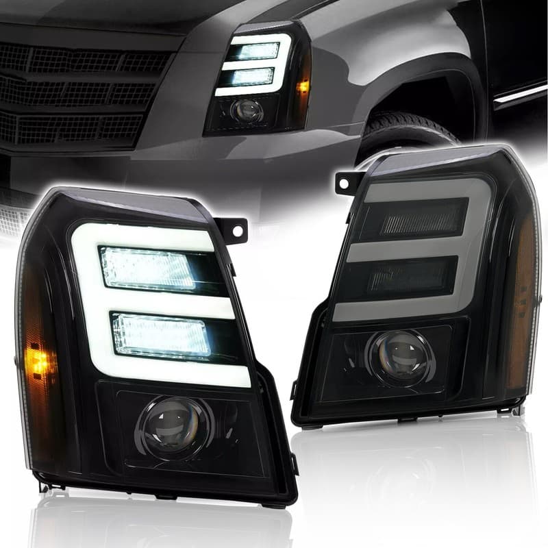 For Cadillac Escalade HID/Xenon 07-14 Smoke LED DRL Projector Headlights DOT/SAE