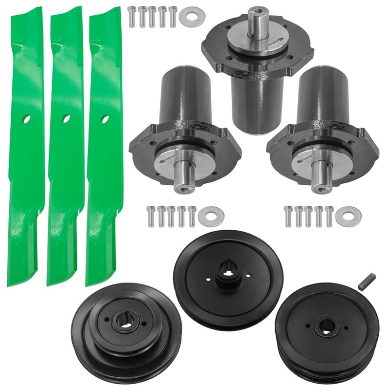 60" Deck Spindles w/ Pulley & Blade Kit for Gravely 991070 991084 991091 ZT60 HD