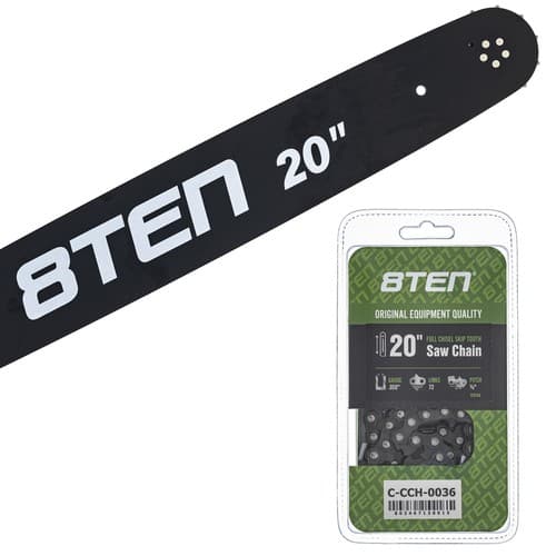 8TEN 20" Chainsaw Guide Bar & Chain .050 3/8 72DL for Husqvarna 372 36230050072