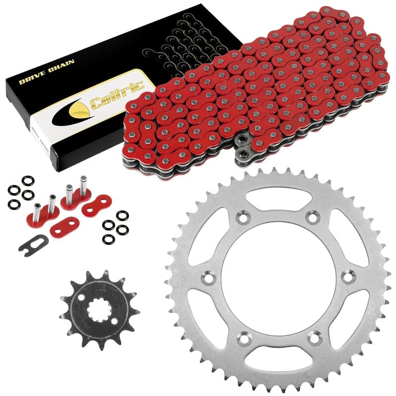 Red O-Ring Drive Chain W/Front Rear Sprockets Kit for Honda XR250R 1996-2004