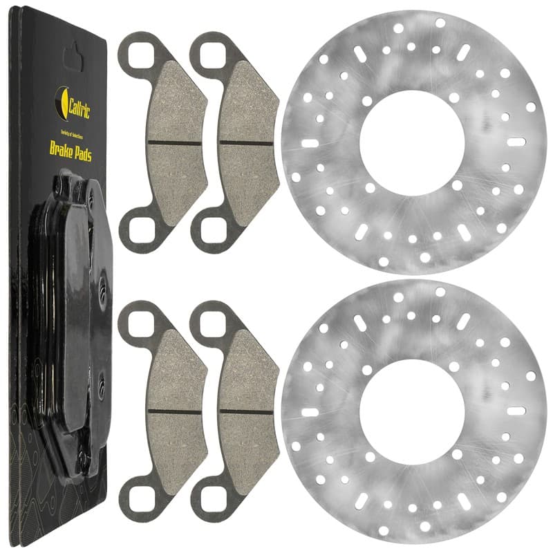2 Front Brake Disc Rotor And Pads for Polaris Spotrsman 400 4X4 2004-2012