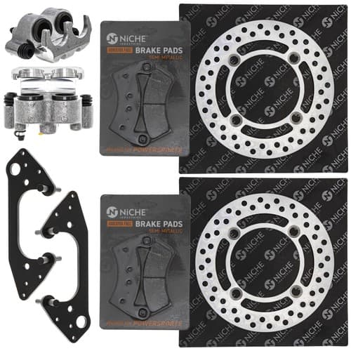 NICHE Front Brake Rotor Caliper Pad Set for Polaris Ranger 800 1911283 1911284
