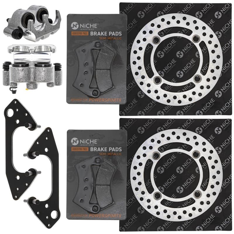NICHE Front Brake Rotor Caliper Pad Set for Polaris Ranger 800 1911283 1911284