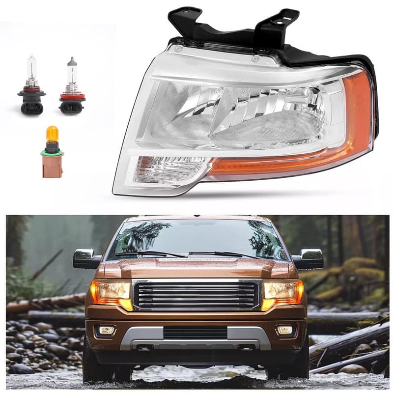 For Ford Expedition 2015-2017 Reflector Headlight Halogen+LED w/Bulb Driver Side