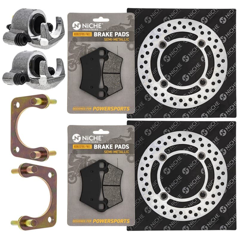 NICHE Rear Brake Rotor Caliper Pad Set for Polaris RZR XP 900 1911373 1911374
