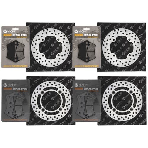 NICHE Brake Rotor Pad Kit for Polaris 2202413 2205949 Semi Metallic