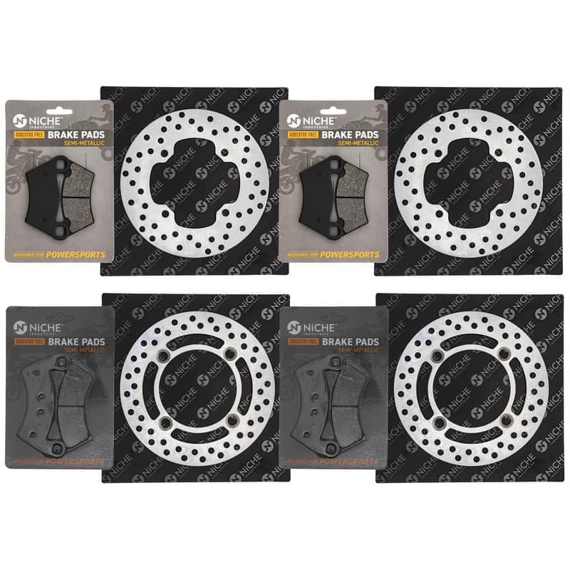 NICHE Brake Rotor Pad Kit for Polaris 2202413 2205949 Semi Metallic