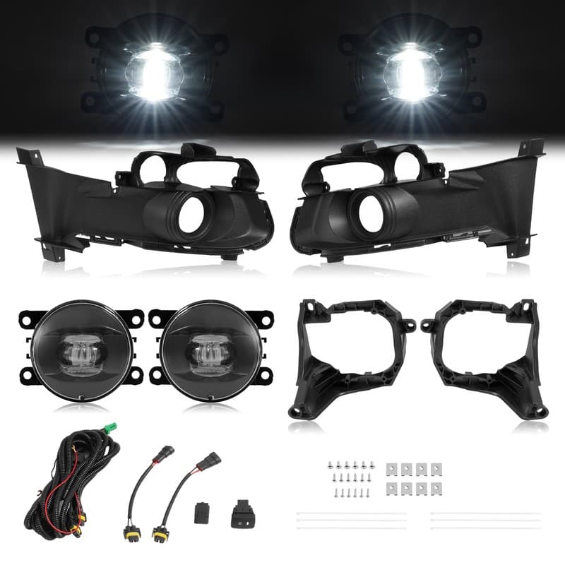 Pair LED Fog Lights W/Cover Backet Wire Harness Switch For Ford Mustang 2015-17