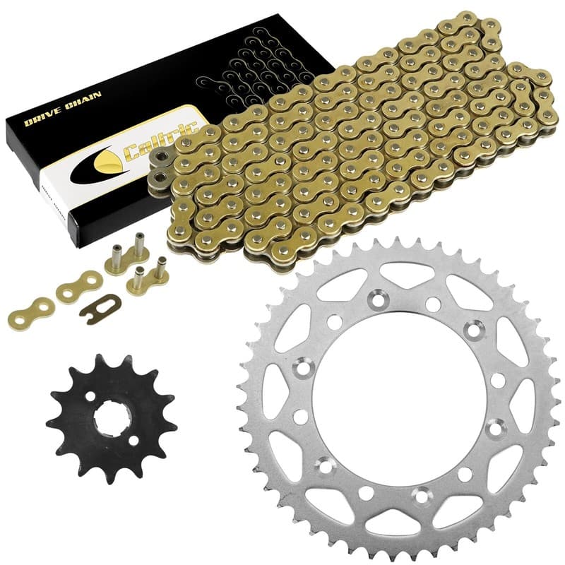 Drive Chain W/Front Rear Sprockets Kit for Honda XR200R 1986-2002 Gold