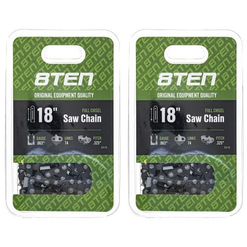 8TEN Chainsaw Chain for 18 Inch Bar .063 .325 74DL Stihl MS290 MS260 2 Pack