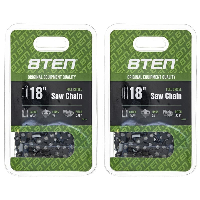 8TEN Chainsaw Chain for 18 Inch Bar .063 .325 74DL Stihl MS290 MS260 2 Pack