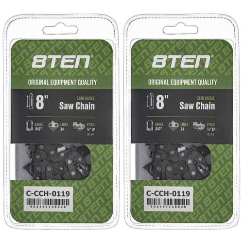 Semi Chisel Chainsaw Chain 8 Inch .043 3/8 LP 34DL for Poulan Remington 2 Pack