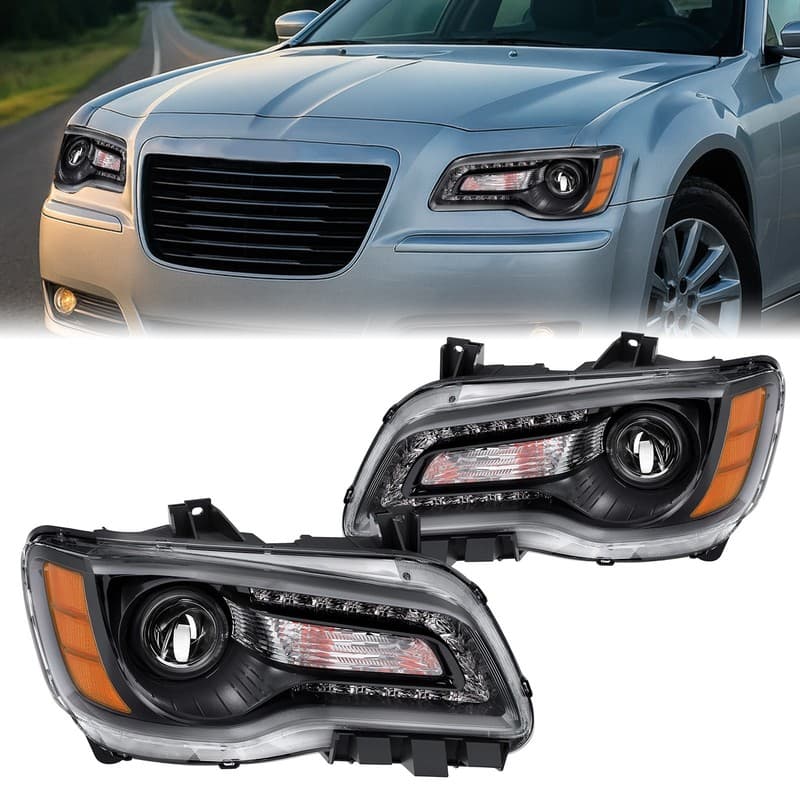 For Chrysler 300 2011-2023 W/LED DRL Projector Headlights Left and Right W/Bulbs