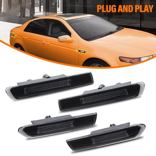 4pcs LED Smoke Front Rear Side Marker Bumper Signal Lights For Acura TL 2004-08