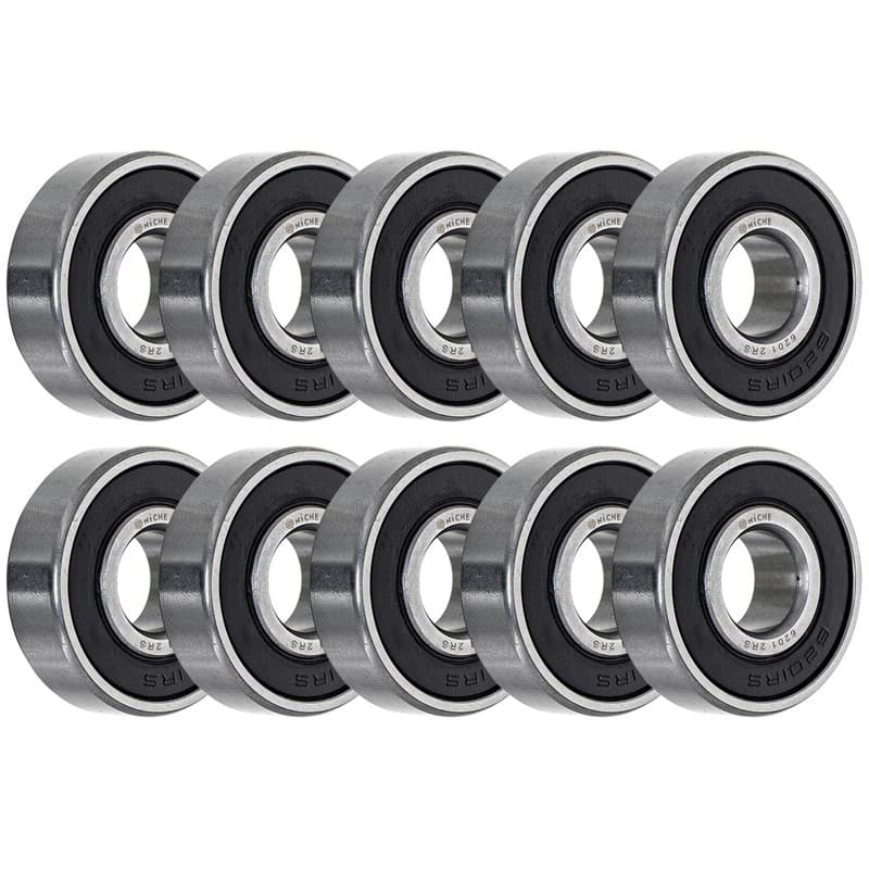 NICHE Wheel Bearing 6201-2RS 12x32x10mm Single Row Deep Groove 10 Pack