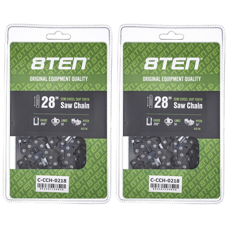 Semi Chisel Skip Tooth Chainsaw Chain 28 Inch .050 3/8 91DL for Stihl 2 Pack
