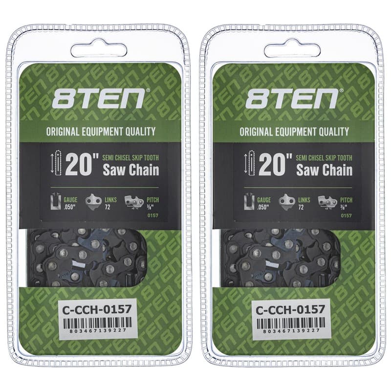 Semi Chisel Skip Tooth Chainsaw Chain 20 Inch .050 3/8 72DL for Husqvarna 2 Pack