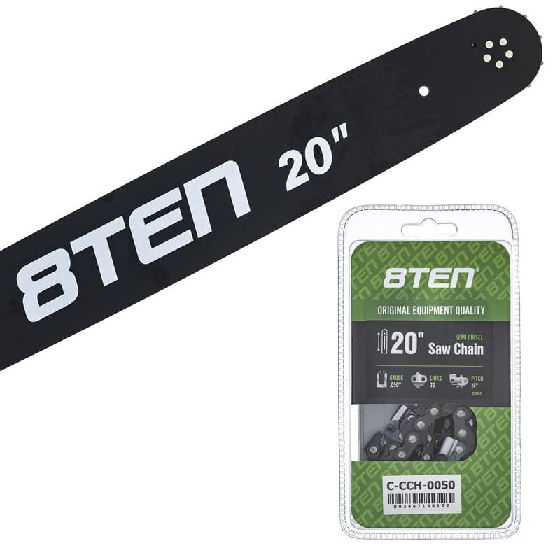 8TEN 20" Chainsaw Guide Bar & Chain .050 3/8 72DL for Husqvarna 372 365 33RM72E