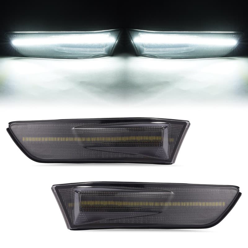 Front White LED Side Marker Lights For Nissan Skyline V35 Coupe 2002 03-07 Smoke