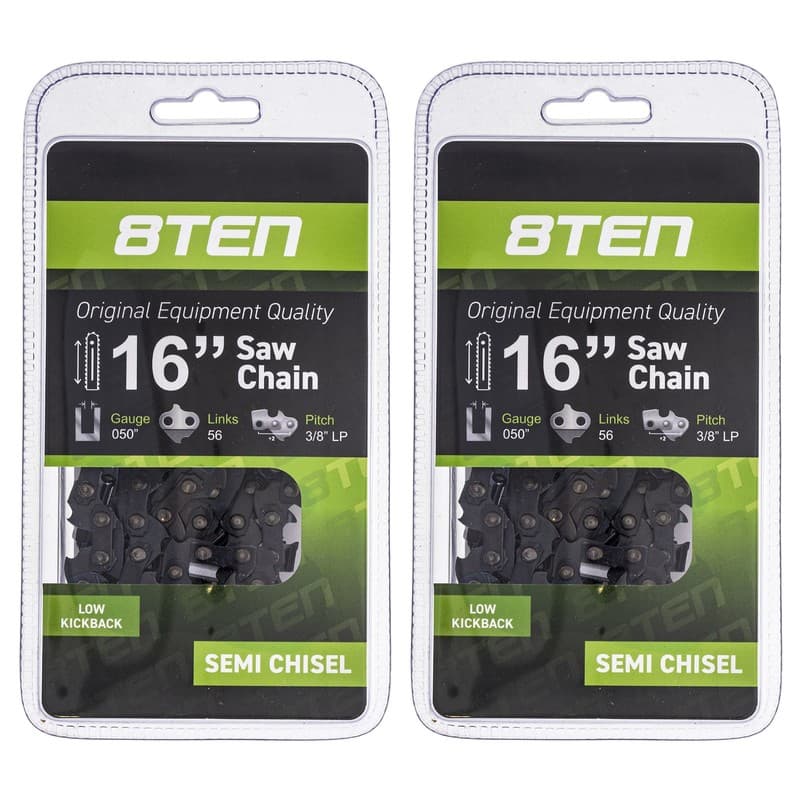 8TEN Chainsaw Chain for 16 Inch Bar .050 3/8 56 DL Husqvarna 136 240 Echo 2 Pack