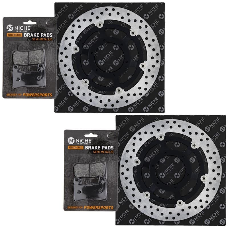 NICHE Front Brake Pad Rotor Kit for Honda RVT1000R 06455-MBW-016 Semi Metallic