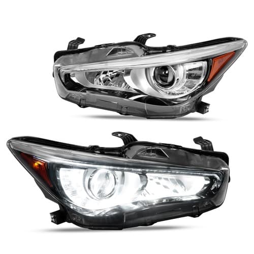 For Infiniti Q50 14-17 W/O AFS LED Projector Headlights Driver & Passenger Side