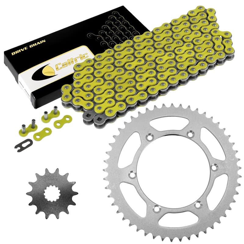 Drive Chain & Sprockets Kit for Kawasaki KX250 KX 250 1999 2000 2001 Yellow