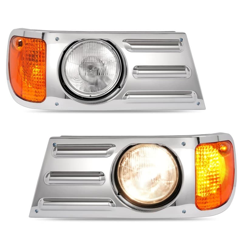Chrome Headlights W/Corner Light+Bezel For Mack Granite CV713 Truck Left&Right