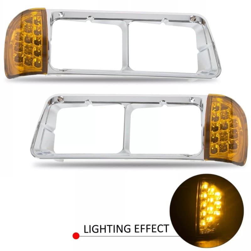 For Freightliner FLD120 Headlight Bezel LED Turn Signal Light Corner Lamp New
