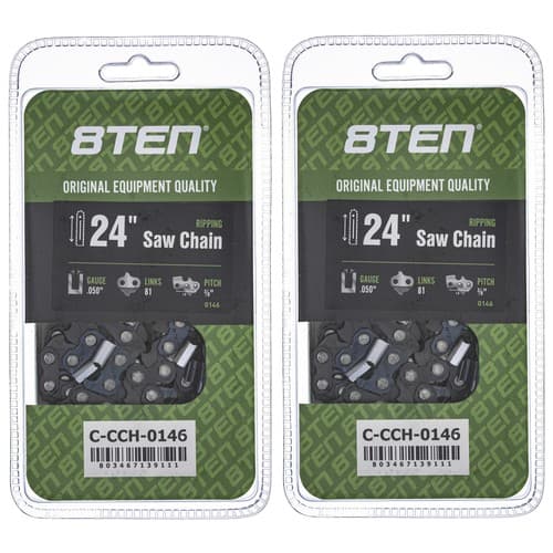 Ripping Chainsaw Chain 24 Inch .050 3/8 81DL for Echo Jonsered Poulan 2 Pack