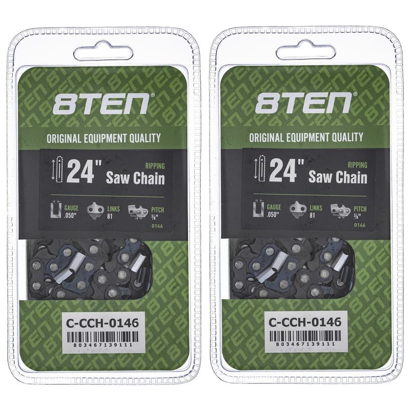 Ripping Chainsaw Chain 24 Inch .050 3/8 81DL for Echo Jonsered Poulan 2 Pack