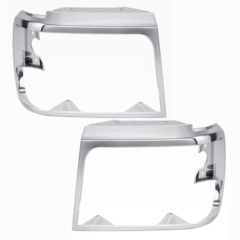 Pair Chrome Headlights Headlamp Trim Bezel For Ford Bronco F150 Pickup 1992-1996